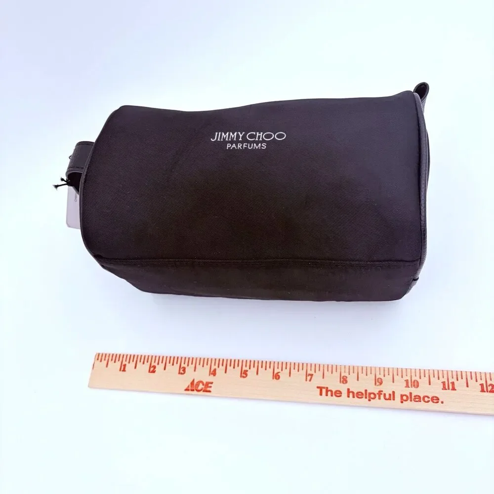 Jimmy Choo Parfums Black Cosmetic Bag Travel Pouch Zip Makeup Case New Tag